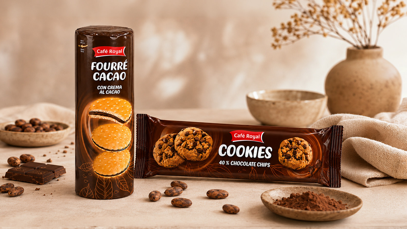 Café Royal — Verpackungsdesign für schokoladiges Gebäck